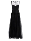 Elisabetta Franchi Monogram Tulle Gown In Black