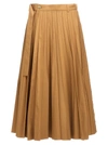Sacai Pleated Midi Skirt With Belt In Beige