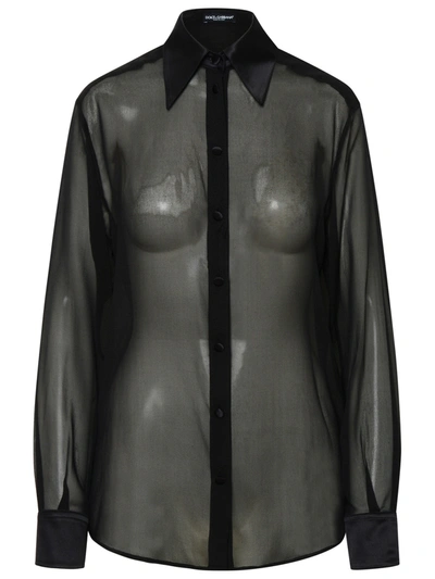 Dolce & Gabbana Black Stretch Silk Shirt