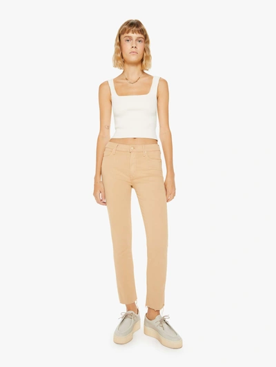 Mother The Mid Rise Dazzler Ankle Fray Sand Pants In Khaki