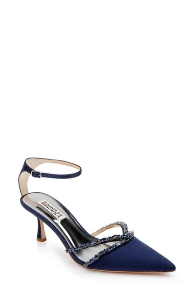 Badgley Mischka Women's Zendaya Ankle Strap High Heel Pumps In Midnight Satin