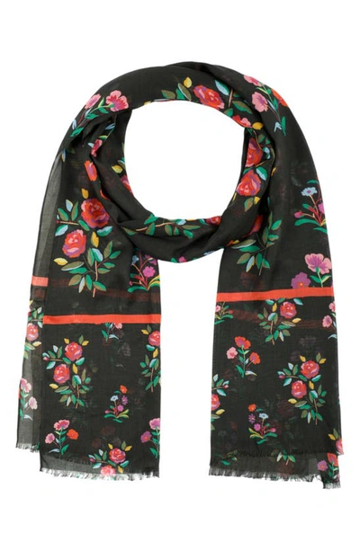 Kate Spade Autumn Floral Oblong Scarf In Black