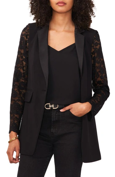 Vince Camuto Lace Sleeve Blazer In Rich Black
