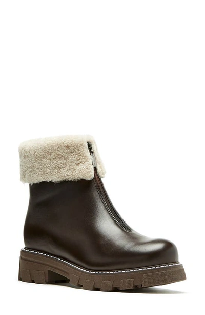 La Canadienne Abba Shearling Lined Leather Bootie In Brown