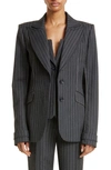 SIMKHAI GAMELA PINSTRIPE SINGLE BREASTED BLAZER