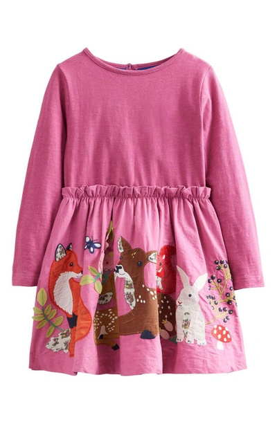 mini boden woodland dress Mini Boden Kids' Appliqu Long Sleeve Dress in Formica Pink Deer at Nordstrom, Size 3-4Y