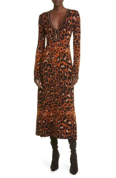 Johanna Ortiz Amur Leopard Midi Dress In Animal