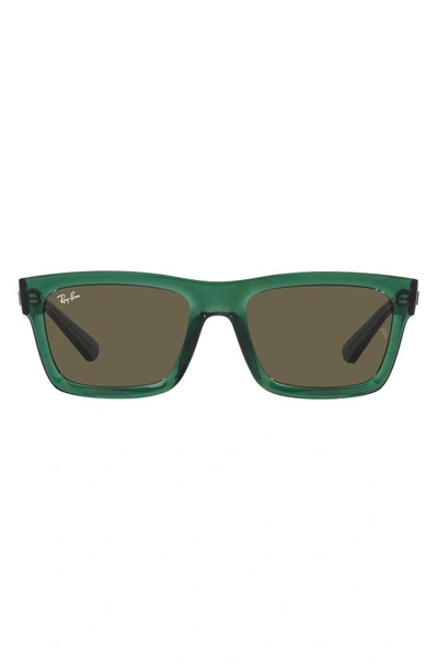 Ray Ban Warren 57mm Rectangular Sunglasses In Transparent Green