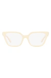 Tory Burch 53mm Rectangular Optical Glasses In Milky Ivory