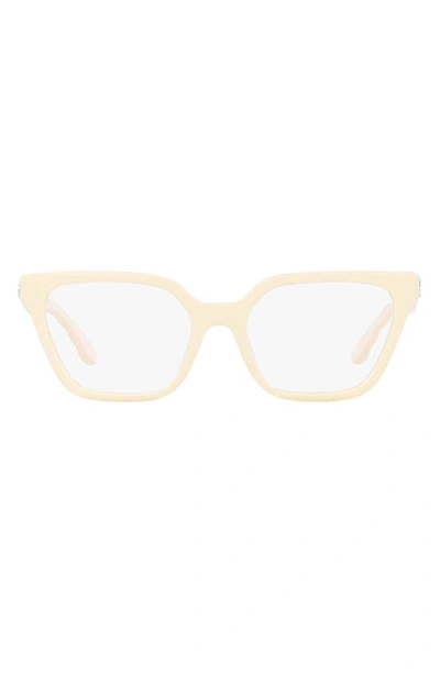 Tory Burch 53mm Rectangular Optical Glasses In Milky Ivory