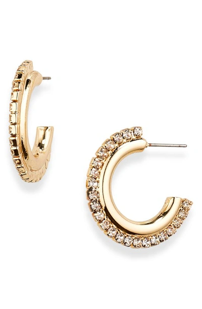 Panacea Crystal Edge Hoop Earrings In Gold