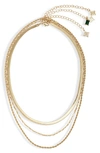 Panacea Set Of 3 Chain Necklaces In Gold/ Green