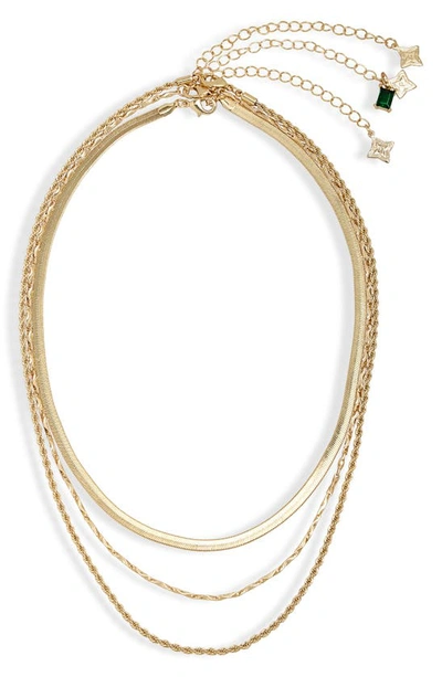 Panacea Set Of 3 Chain Necklaces In Gold/ Green