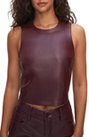 Good American Better Than Leather Faux Leather Tank In Malbec003