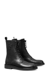 TORY BURCH DOUBLE-T CROC EMBOSSED COMBAT BOOT