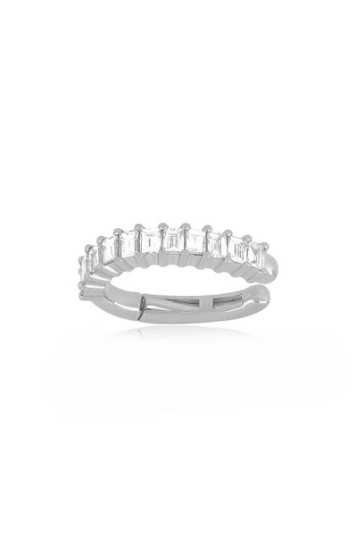 Ef Collection Diamond Baguette Ear Cuff In White Gold