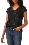 Vince Camuto Sequin Cap Sleeve Top In Rich Black