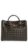 Bottega Veneta East-west Andiamo Leather Top Handle Bag In 2272 Fondant-m Brass-fond