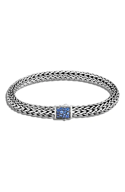 John Hardy Sterling Silver Classic Chain Black & Blue Sapphire Reversible Bracelet In Multicolor