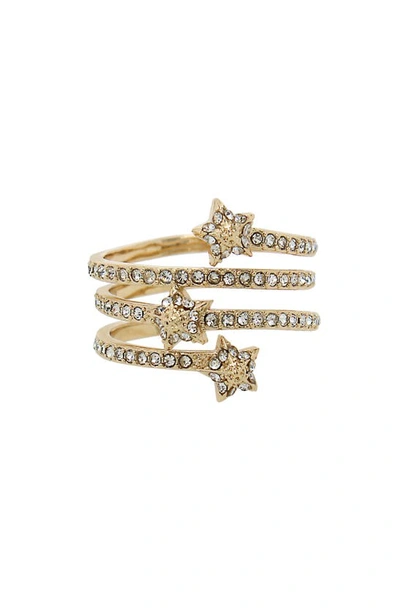 Allsaints Crystal Star Tiered Spiral Ring In Gold