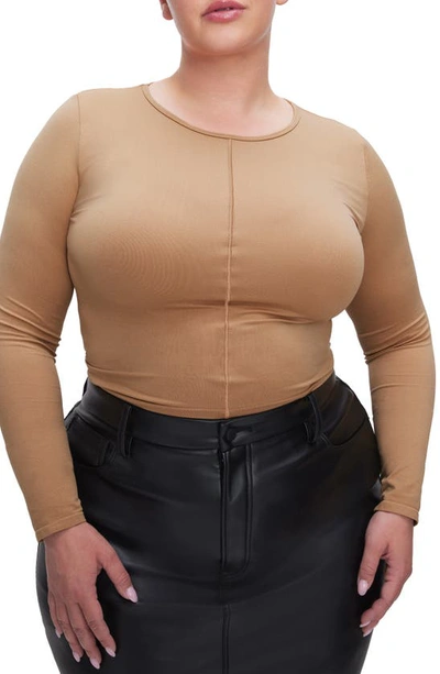 Good American Sculpted Seamless Long Sleeve T-shirt In Pecan001