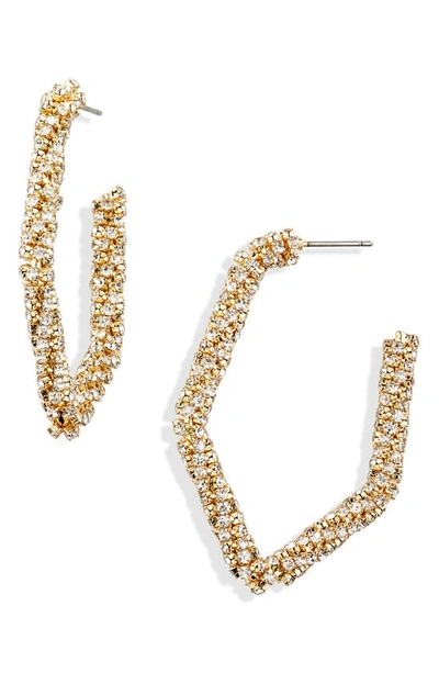 Panacea Crystal Pavé Hexagon Hoop Earrings In Gold