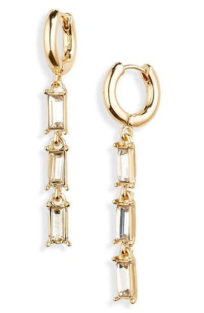 Panacea Crystal Huggie Linear Drop Earrings In Gold