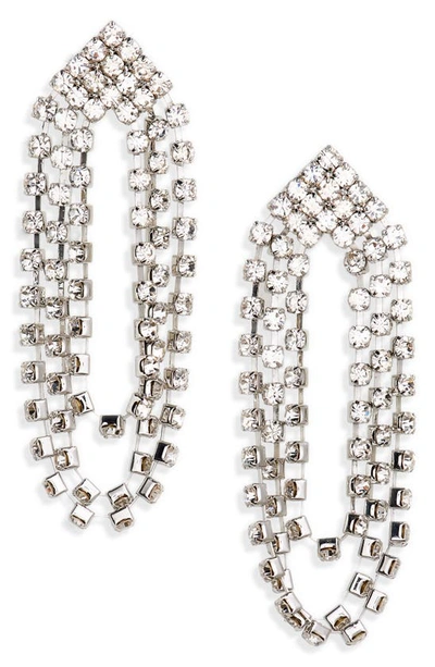 Panacea Crystal Embellished Draped Drop Earrings In Silver