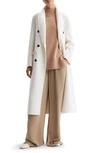 Reiss Cream Petite Relaxed Wool Blend Blindseam Belted Coat In Neutral
