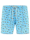 Mc2 Saint Barth Man Lightweight Fabric Swim-shorts Lighting Micro Fantasy With Lancia Delta Print Lancia Special Edi In Blue