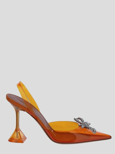 Amina Muaddi Pointed Toe Pumps In Orange