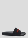 Balenciaga Logo Slide Sandal In Blackred