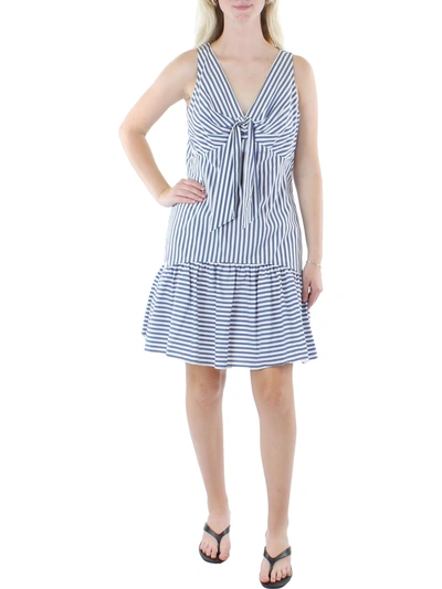 Lauren Ralph Lauren Womens Striped Tie Front Midi Dress In Blue