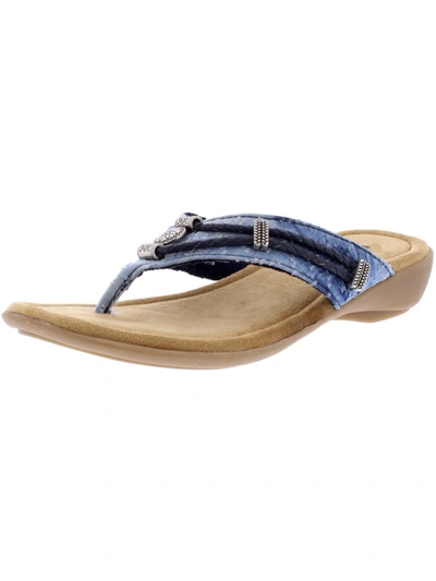 Minnetonka Silverthorne Womens Slip On Slides Thong Sandals In Blue