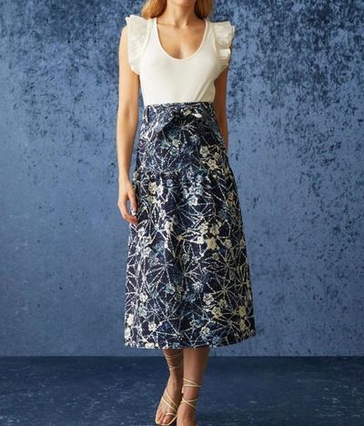 Marie Oliver Staten Skirt In Batik Floral In Blue