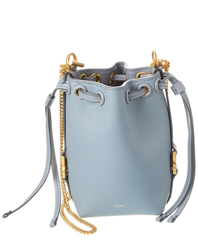 Chloé Marcie Micro Bucket Green Size Onesize 100% Calf-skin Leather In Blue