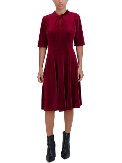 Signature By Robbie Bee Womens Velvet A-line Cocktail And Party Dress In Red
