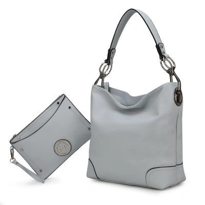 Mkf Collection By Mia K Viviana Vegan Leather Women's Hobo Bag With Wristlet - 2 Pieces In Blue