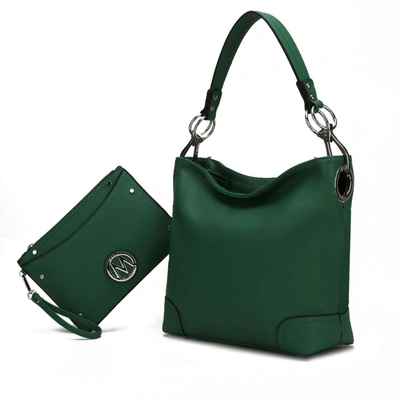 Mkf Collection By Mia K Viviana Vegan Leather Women's Hobo Bag With Wristlet - 2 Pieces In Green