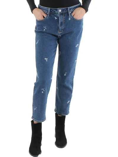 Driftwood Womens Denim High Rise Straight Leg Jeans In Blue