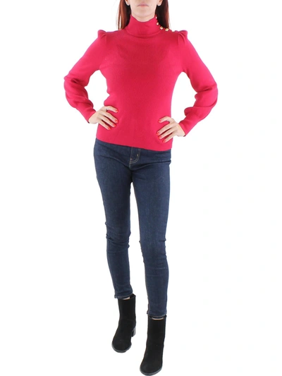 Lauren Ralph Lauren Womens Ribbed Button Trim Mock Turtleneck Sweater In Red