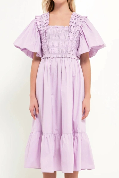 2.7 August Apparel Elizabeth Midi Dress In Lilac In Purple