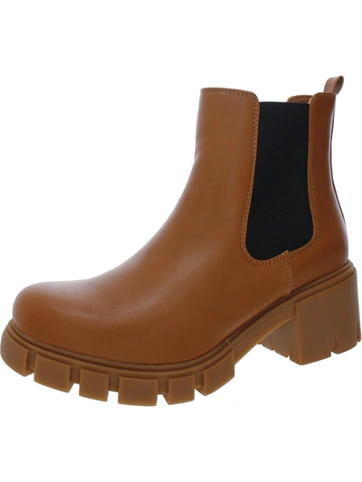 Madden Girl Tessa Womens Laceless Round Toe Chelsea Boots In Brown