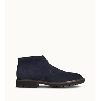 Tod's Ankle Boot In Suede In Azul