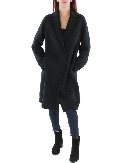 Vince Classic Straight Wool-blend Coat In Black