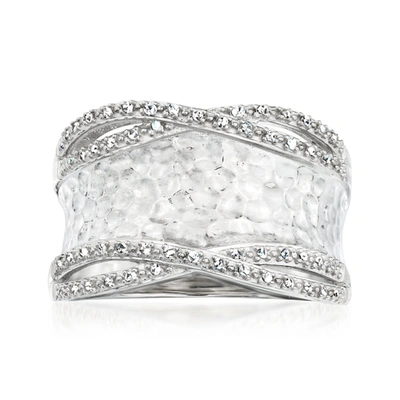 Ross-simons Diamond Hammered Ring In Sterling Silver In White