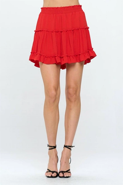 Adrienne Ruffle Skirt In Red
