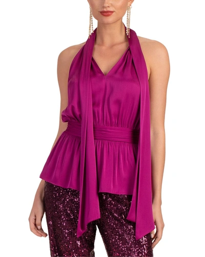 Trina Turk Eris Silk-blend Top In Festive Fuchsia