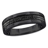 Mimi & Max 1/10ct Tdw Black Diamond Double Row Men's Ring In Black Sterling Silver In Black
