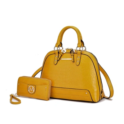 Mkf Collection By Mia K Nora Premium Croco Satchel Handbag In Yellow